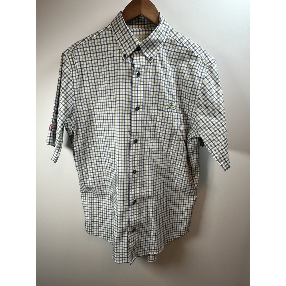 Cabela's Outfitters Shirt‎ M Plaid Pioneer DuPont Embroidered Ag Farmwear